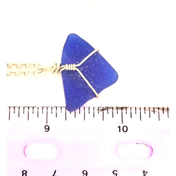 Seaglass Necklace Cobalt Blue Sea Glass Handmade Beach Sea Glass Sterling Silver - Picture 8 of 12